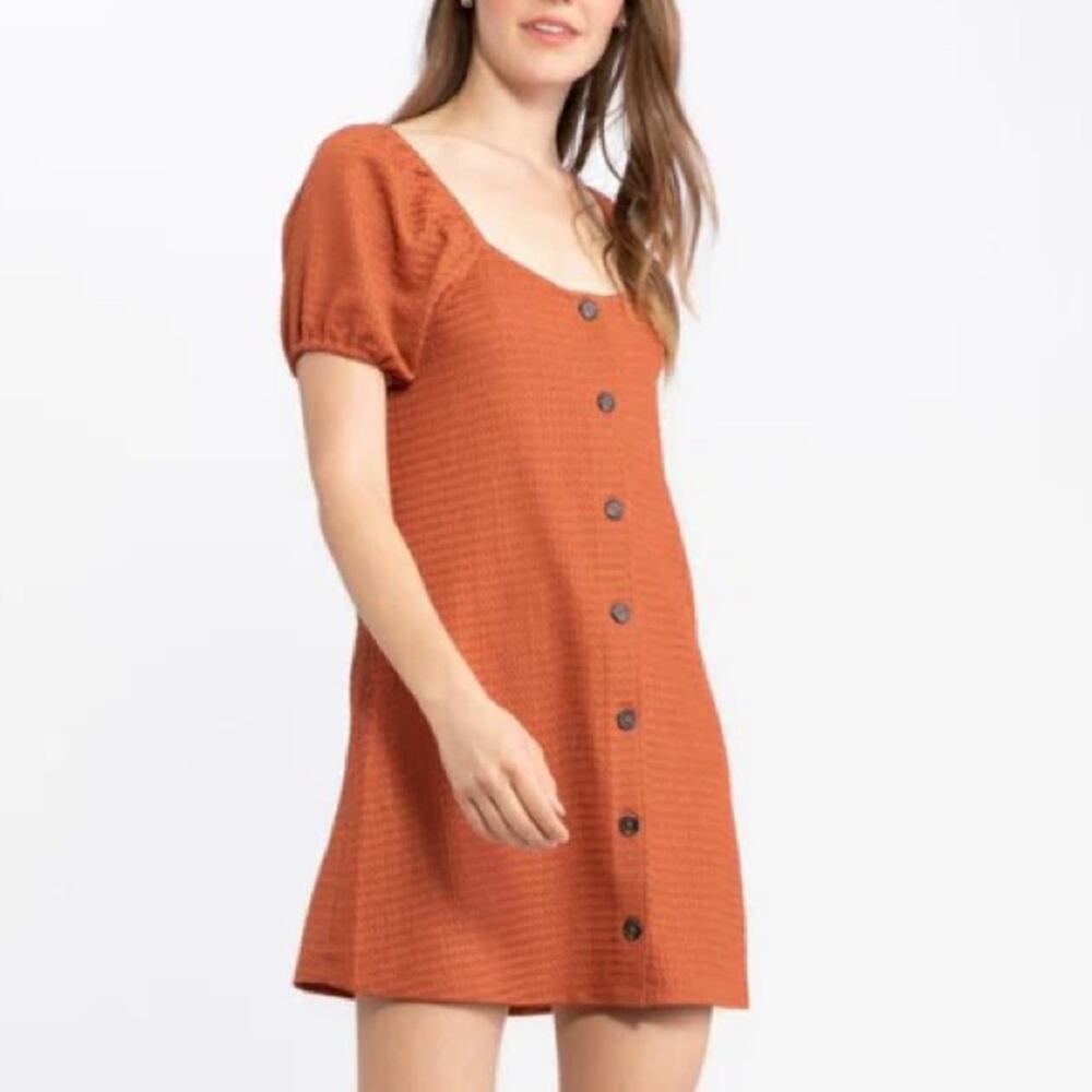 New Sanctuary Button Up Mini Dress in a Women’s size Large Rust Orange
